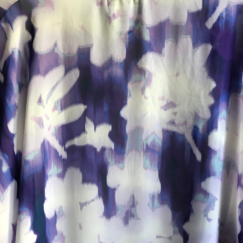 Linea Donatella Purple Floral Robe Size L XL Open Kimono Dressing Gown Lace - Picture 12 of 15